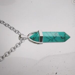 Turquoise Howlite Crystal Pillar Healing Necklace Pendant